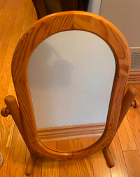 Rare VTG  Large 1960s Swedish Pine Wood Vanity/Table Mirror