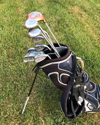 12 pc right golf club set of mostly Dynascore  and Bag, View more