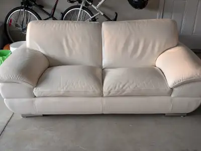 White leather loveseat and sofa, View more