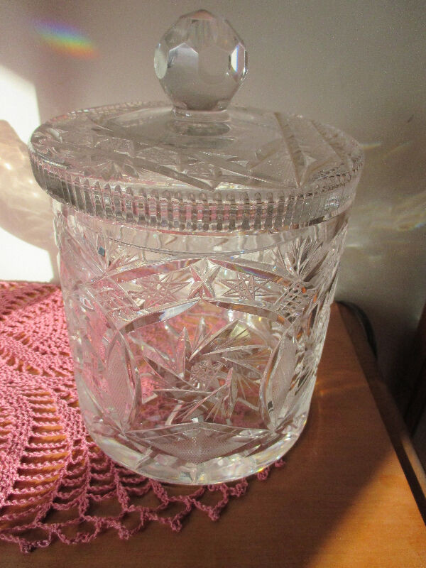 Pinwheel Crystal Biscuit Barrel in Other in Fredericton