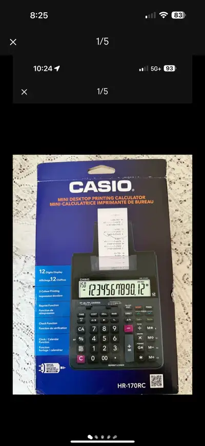 CASIO MINI DESKTOP PRINTINGCALCULATOR HR - 170RC (sealed), View more