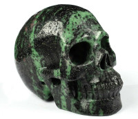 Huge 5.0" Ruby Zoisite Crystal Skull! Hand carved, realistic.