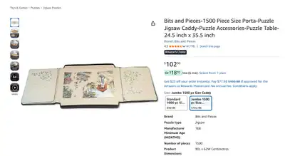 Bits and Pieces-1500 Piece Size Porta-Puzzle Jigsaw Caddy-Puzzle Accessories-Puzzle Table-24.5 inch...