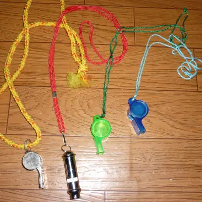 Vintage Whistles with Lanyards Lot x4 Sports Coaches / Referees, View more