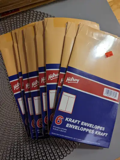 I have for sale brand new Assorted Brown/Yellow Envelopes. There are 6 in each package. I have assor...