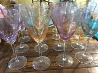 New! 16 Gorgeous Pastel Coloured Wine & Water Glasses