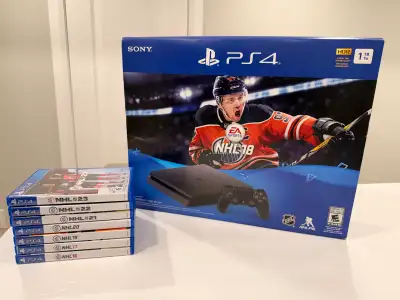 PlayStation 4 Slim 1TB NHL 18 Bundle with 7 NHL Games CIB, View more