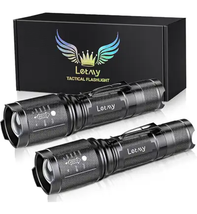 Package Includes: 2* Super Bright Tactical Flashlight 2*AAA Battery Holder 2*18650 Plastic Battery S...