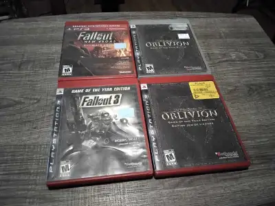 Fallout 3 game of the year edition- $18 Fallout new vegas ultimate edition(no manual)- $50 Elder scr...