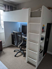 Loft bed with desk and storage smastad IKEA branded