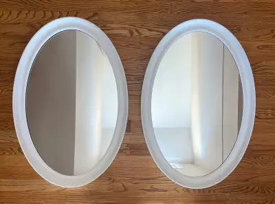 Set of 2 White Framed Oval Mirrors – 31¼” x 21”, View more