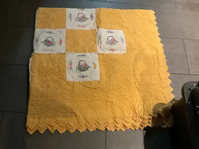 Gorgeous antique hand made and embroidered quilt for sale, View more