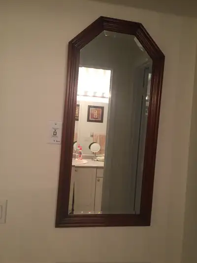 Mirror - med. dark wood with golden accents, View more