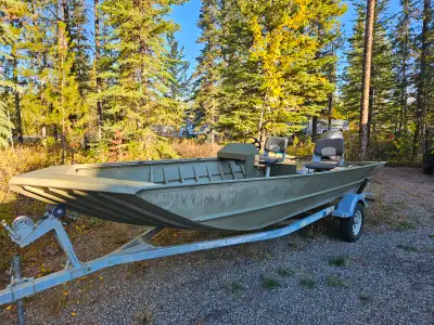 18 foot Lowe Jon Boat, 60 HP Yamaha, galv trailer, spare tire, prop guard not installed.
