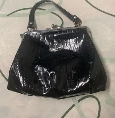 Vivienne Westwood black patent croc granny frame bag, View more