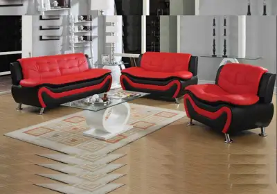 Red and Black Sofa Set, View more