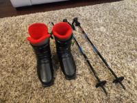 Youth Ski Boots + Ski Poles both for $30.00 -280mm Insole 8.75"