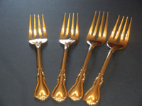 4 fourchettes dorées par Cambridge  Silversmiths Ltd