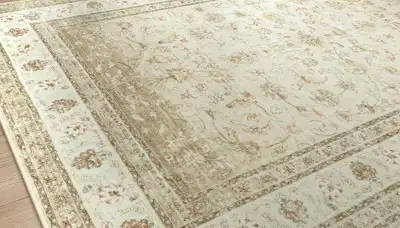 Staged Like New Area Rug: Cottage Floral Style in Cream & Sage, View more