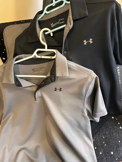 Men's Large "Black" & "Grey" Under Armour Golf Shirts $10 Each = ($20) Like New
