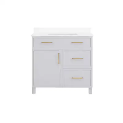 36” Bathroom Vanity Grey with Engineered Marble Top – BOXED NEW, View more