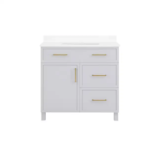 36” Bathroom Vanity Grey with Engineered Marble Top – BOXED NEW in Cabinets & Countertops in Oakville / Halton Region - Image 2