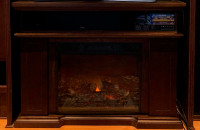 Sylvania Electric Fireplace with Dark Walnut TV/Media Stand