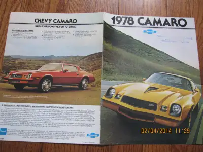 This original 1978 Camaro spec booklet would be a wonderful addition to a classic Camaro documentati...