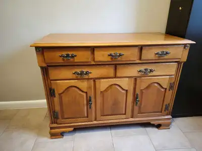 Vintage Solid Oak Buffet Table/Sideboard , View more
