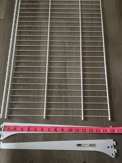 Wire shelf with brackets, View more