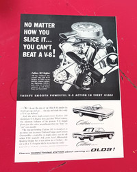 VINTAGE ORIG 1962 OLDSMOBILE F-85 CUTLASS V8 AD - RETRO ANNONCE