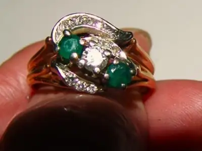 10k Peruvian emerald diamond wedding rings, View more