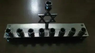 Stainless Steel Menorah -good cond., View more