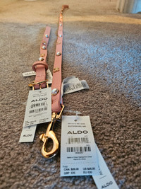 Aldo Paw Collection Sm. Collar and Leash Light Pink w/ Crystals