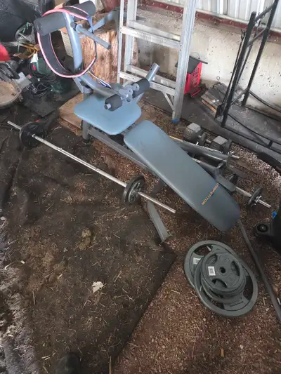 Competitor Weight Bench and weight plates, View more