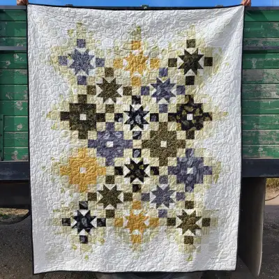 NEW Gold Black Silver Geometric Patchwork Cotton Quilt 71 X 90, View more