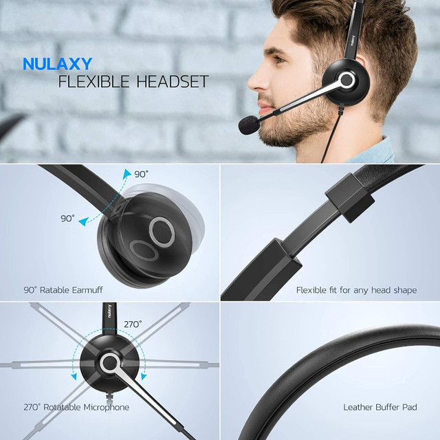 Headset w/ Mic, 3.5mm Jack Headphones w/ Noise Cancelling Mic in Headphones in Burnaby/New Westminster - Image 2