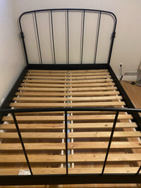 Sturdy queen size bed frame with slats :dropoff /mattress extra 