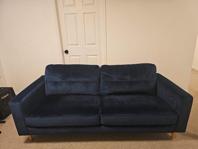 Blue velvet couch in Couches & Futons in Strathcona County