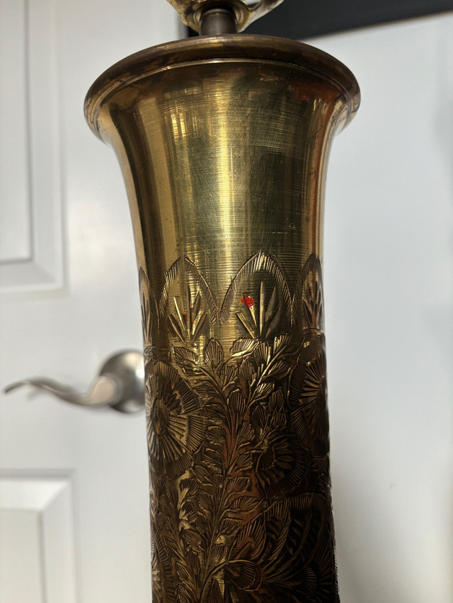 Extra Large Vintage Etched Brass Lamp in Indoor Lighting & Fans in Hamilton - Image 4
