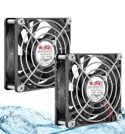 90mm x 25mm 12V Waterproof Exhaust Fan Dual Ball High Preformance for Greenhouse, Van, Humid Environ...