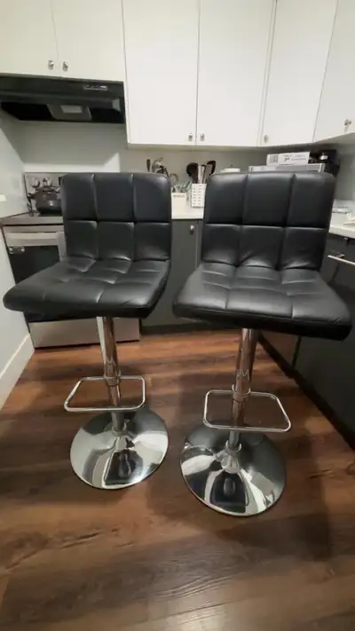 Modern Black Adjustable Bar Stools (Set of 2), View more