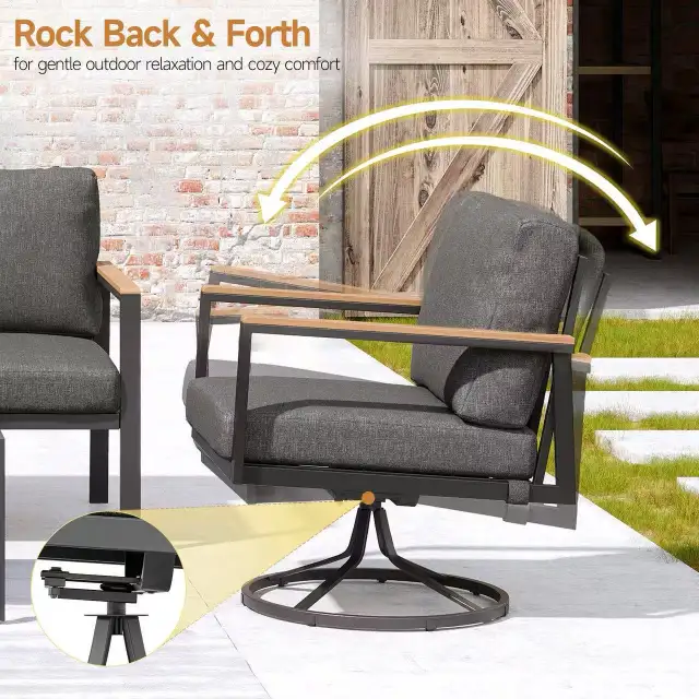 5-Piece Outdoor Patio Furniture Set with 360° Swivel Rocker Chai in Patio & Garden Furniture in Markham / York Region - Image 7