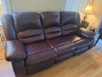 Double Reclining Leather Sofa & Chair, Table and Buffet