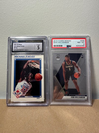 Micheal Jordan CSG 5 + Zion Williamson Rookie PSA 8 Lot 