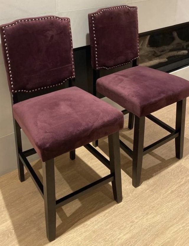 Two beautiful Purple velvet counter tools Chairs & Recliners City
