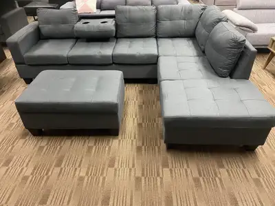 Grey Sectional Sofa with Ottoman, View more