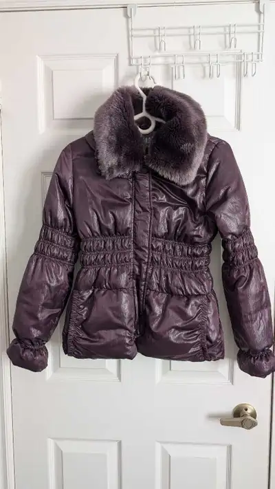 Women's Down Jacket with furry Hood Size S, View more