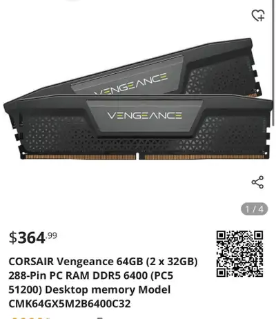 Corsair 64gb CL32 6400Mhz DDR5 Ram, View more