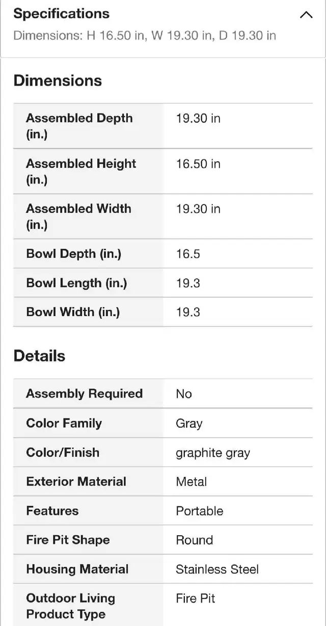 Hampton Bay Stainless Fire Pit in BBQs & Outdoor Cooking in Markham / York Region - Image 4